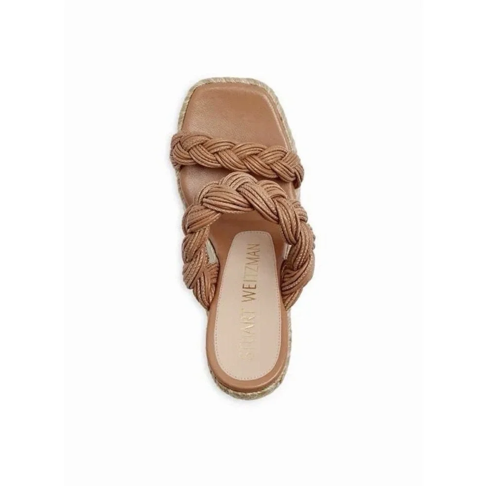 NWOB Stuart Weitzman Braida Leather Espadrille Wedge Sandal size 8.5